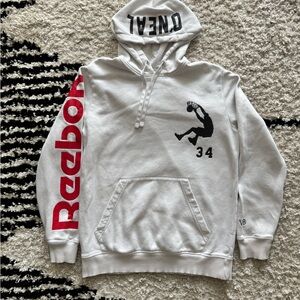 Reebok White Hoodie with Red Sleeve Logo